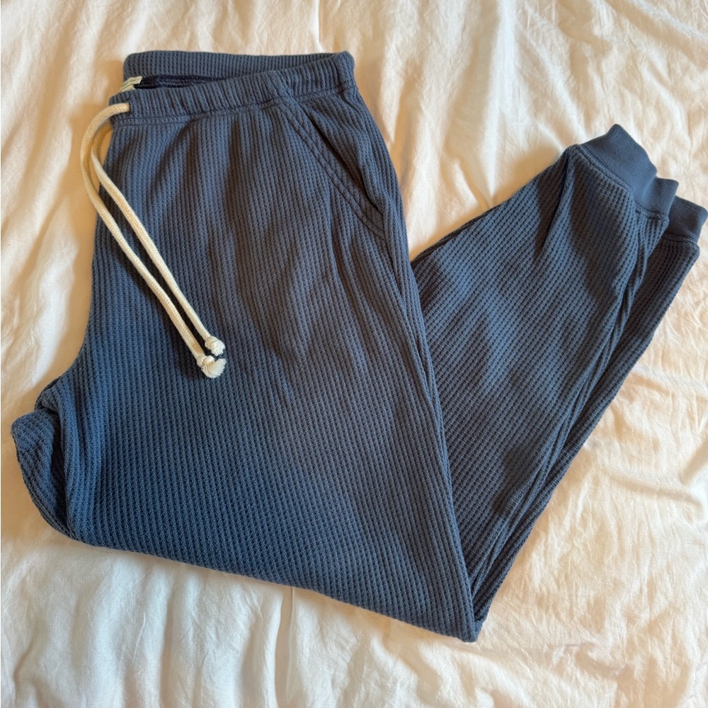 Aerie Waffle Sweatpants, large, blue, worn once